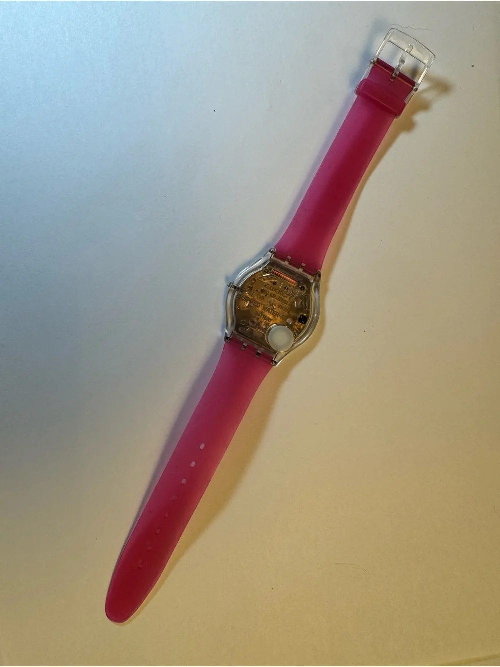Swatch SFK362 Pink Classiness 34mm analog watch w/ jelly-style strap
